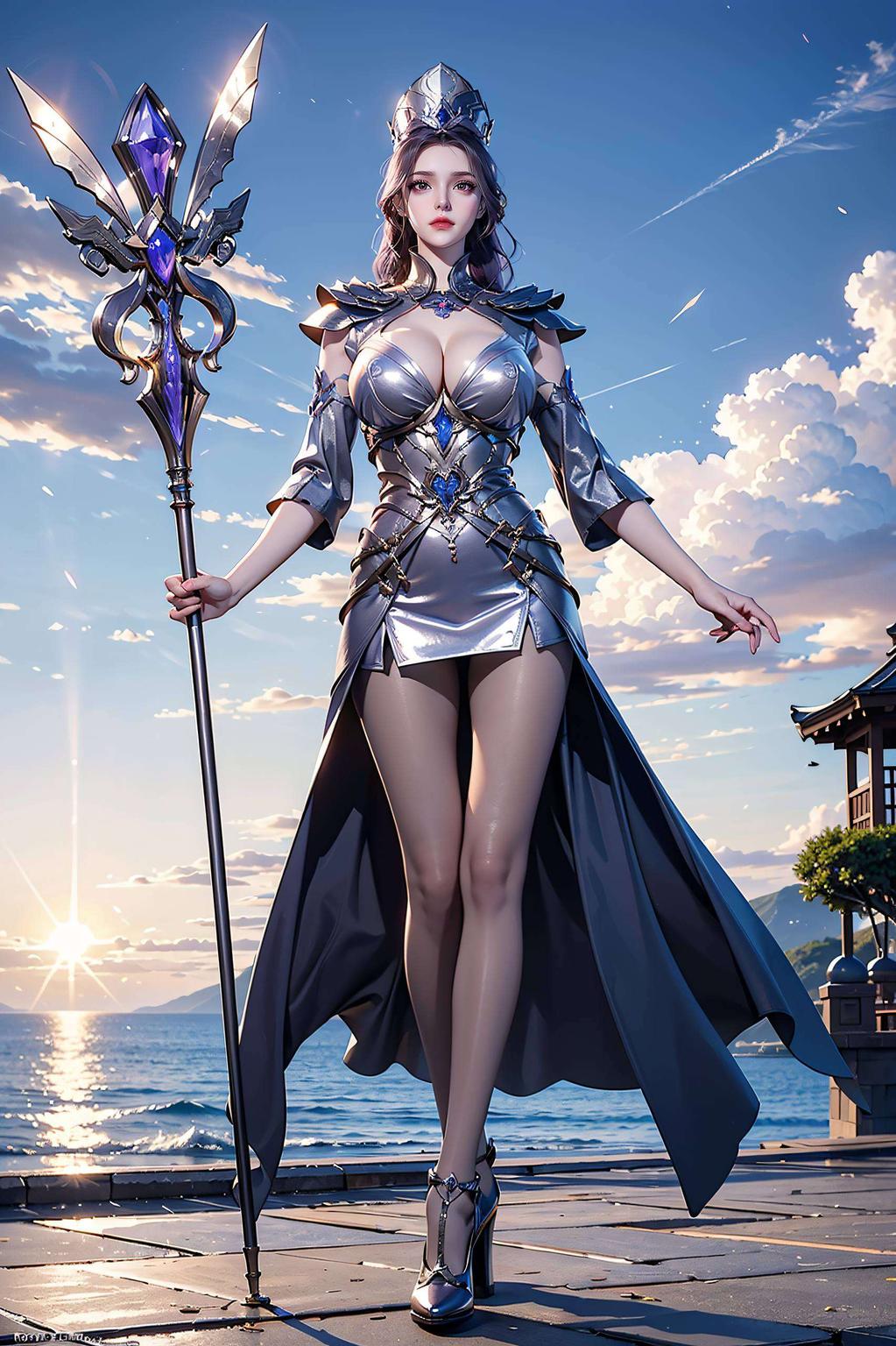 背景是梦幻般的山水比比东女神优雅高贵