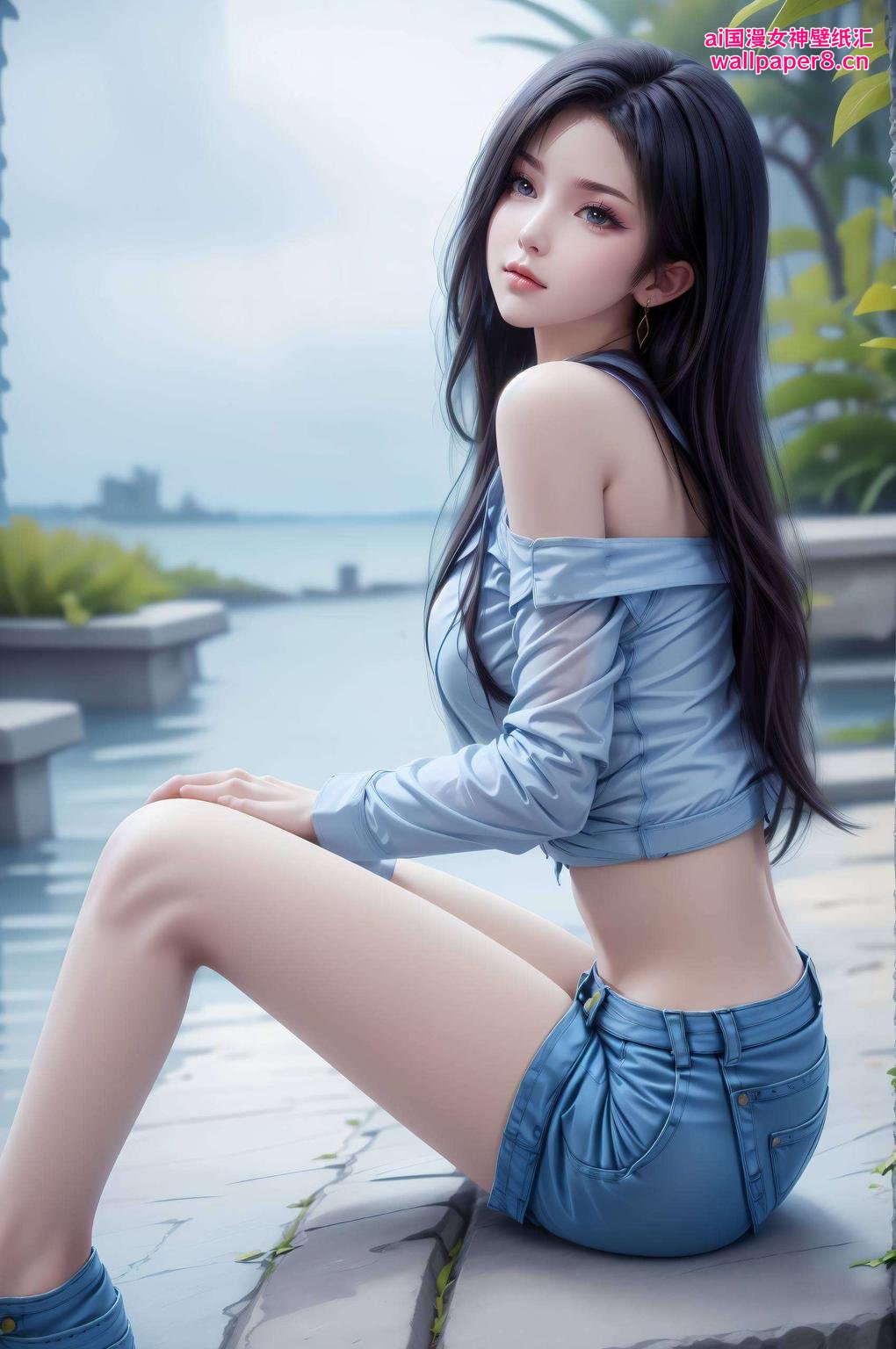 苹果艺术壁纸幽蓝羽毛映衬