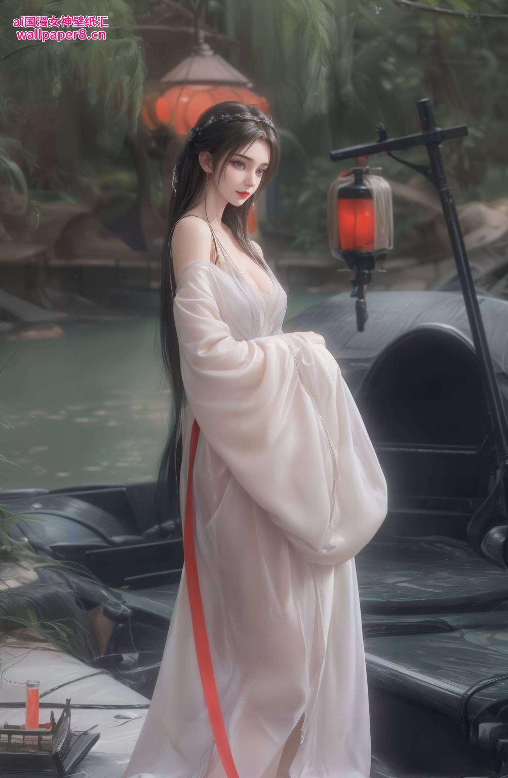画面中的她眼神温柔如水古典服饰飘逸动人