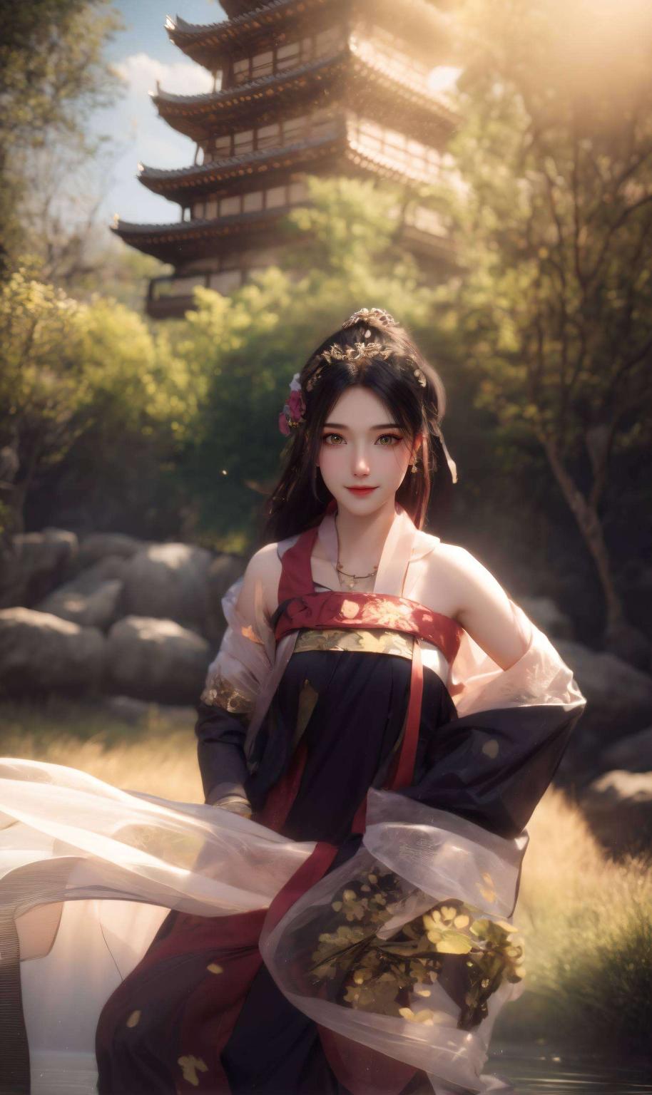仿佛置身古典画卷淡雅的古风元素与她的漂亮可爱相映成趣