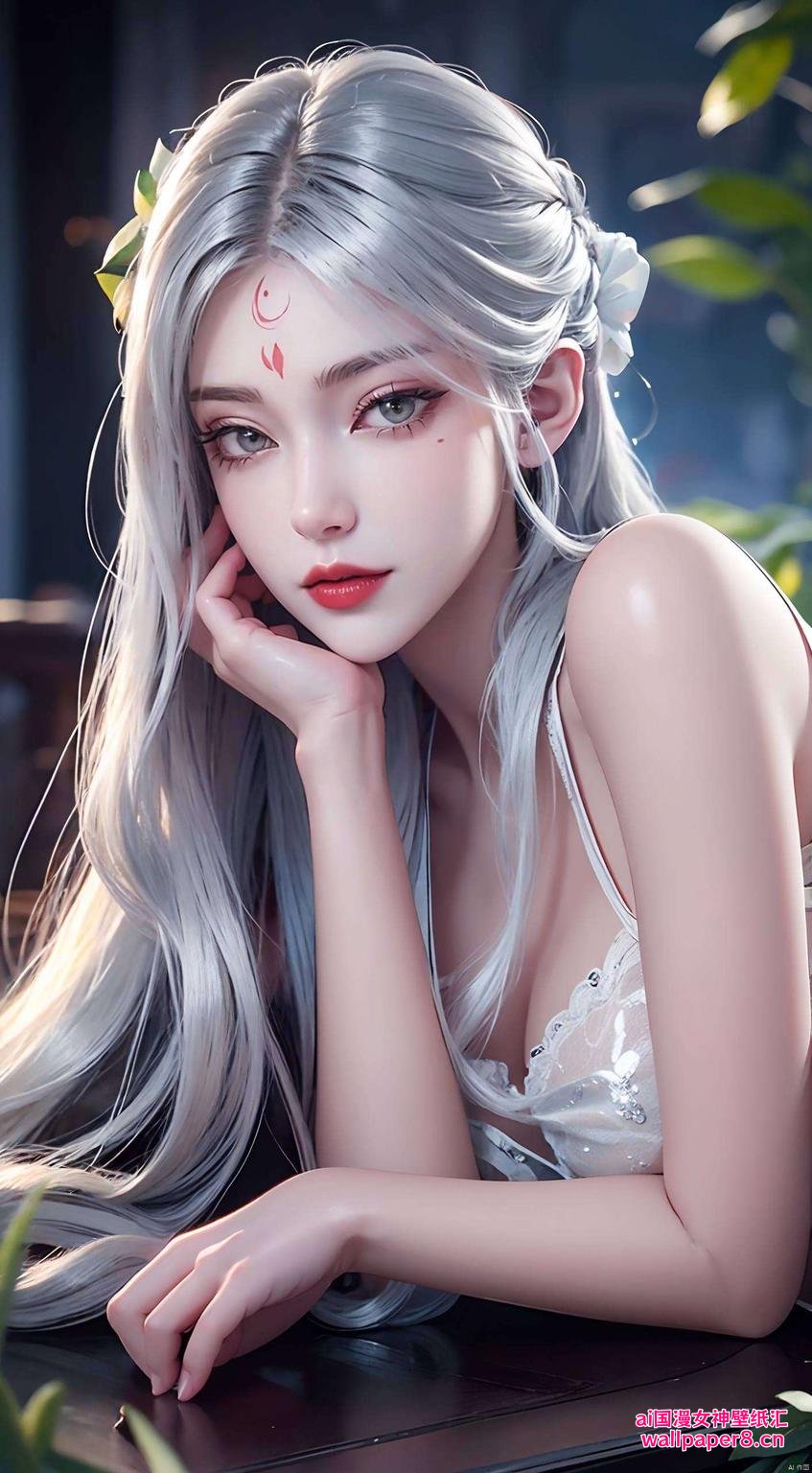 小白泳装亮相绿色像素风壁纸